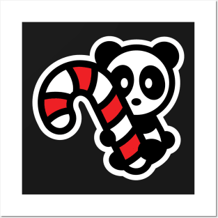 Panda Candy Cane Christmas Bambu Brand Holiday Posters and Art